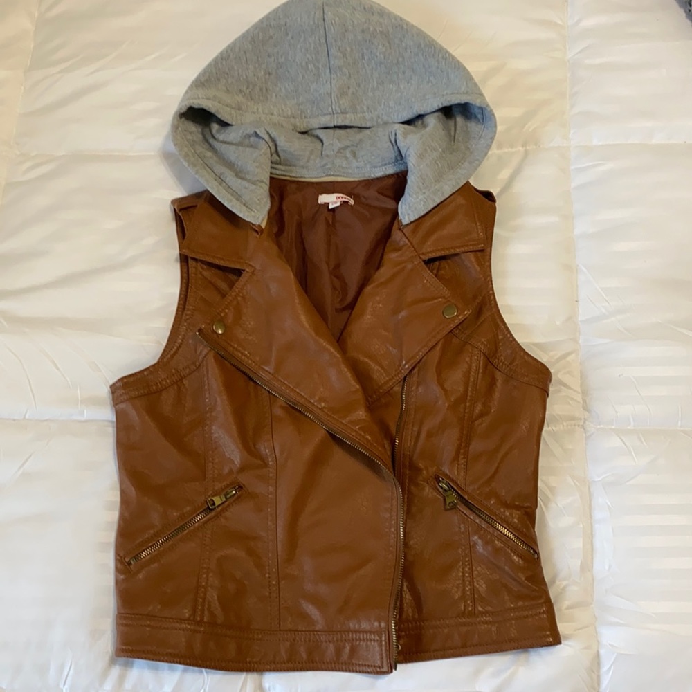 Brown leather vest